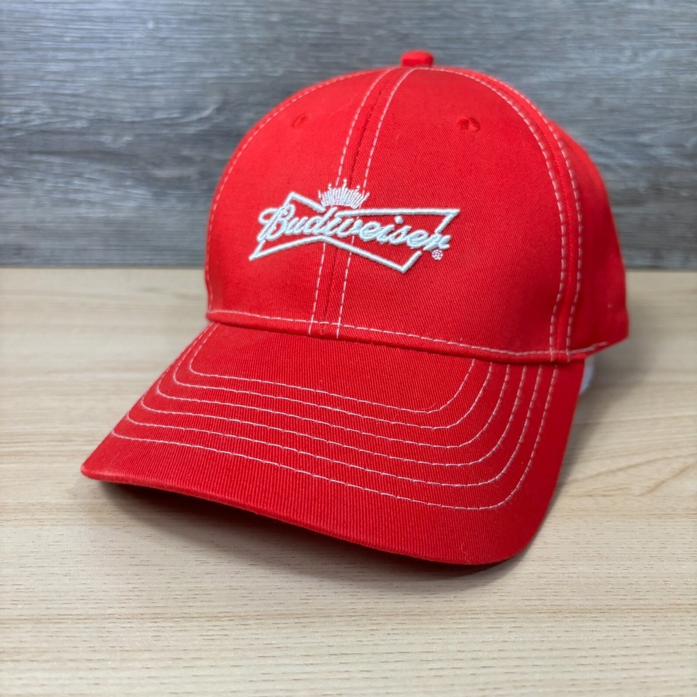 Budweiser Hat Cap‎ Strap Back Red Beer Brewing Adjustable